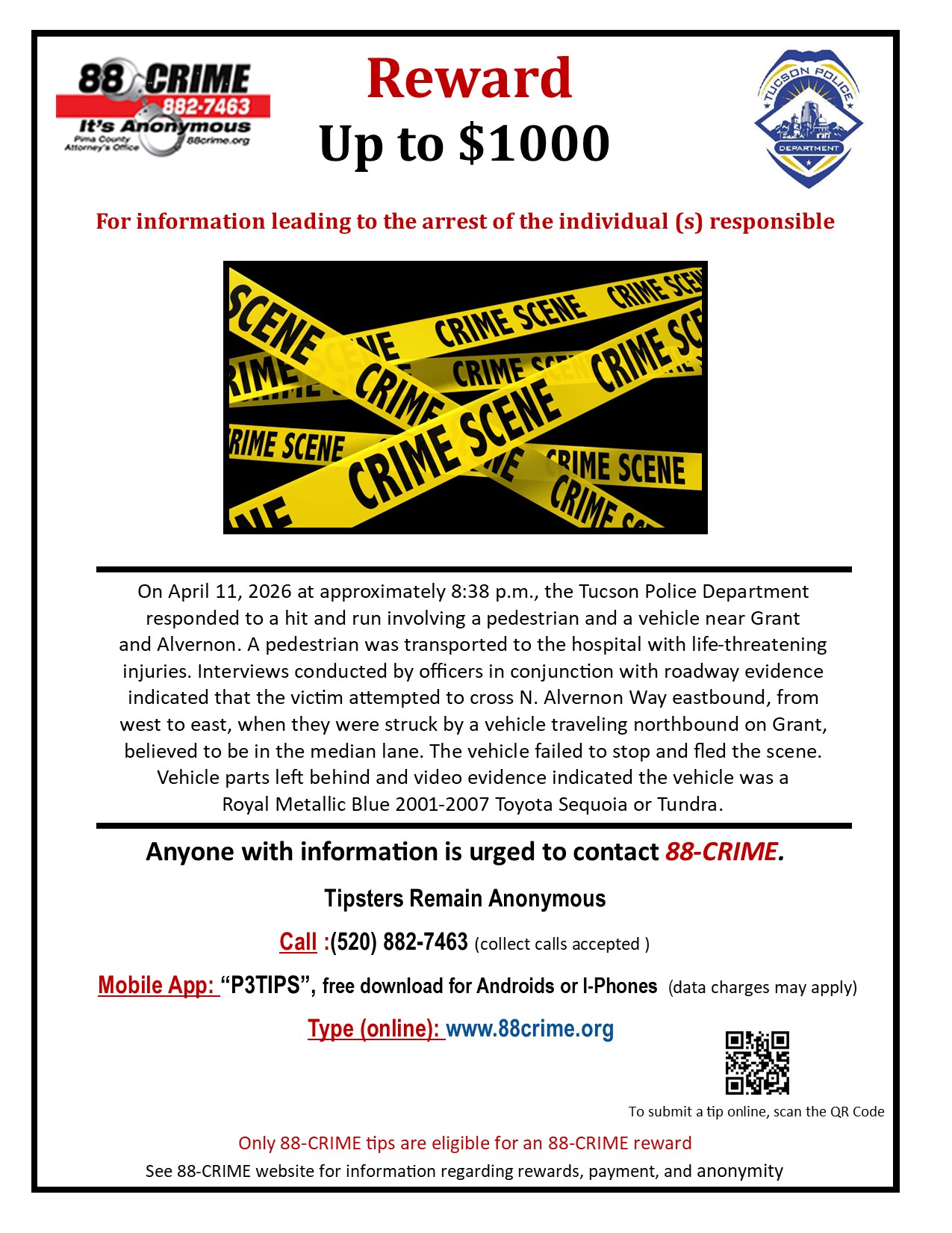TPD – Hit & Run on                                       Alvernon and Grant